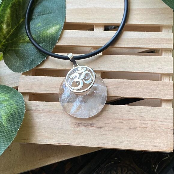 Rock Quartz OM Chakra Necklace - Picture 1 of 5